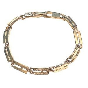 Vintage “H” Initial Bracelet Gold Rhinestone